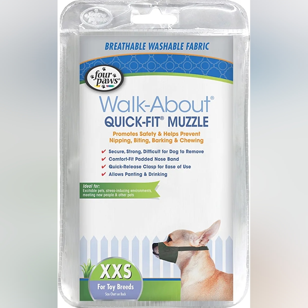 New In Package Four Paws Walk-About Quick-Fit Dog Muzzle 0-XX-Small